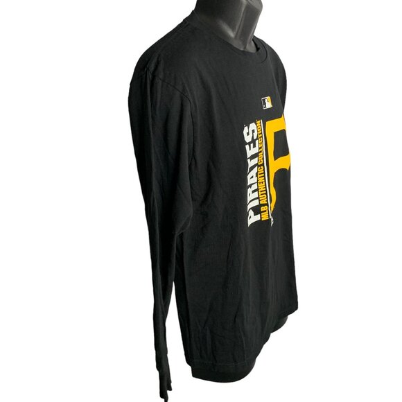 Majestic Pittsburg Pirates Crewneck T Shirt M Black Long Sleeves MLB Baseball - Picture 6 of 7